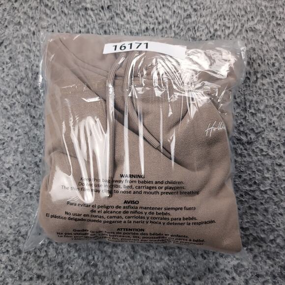 Hollister Hoodie Adult Large Brown Pullover Embroidered Fleece Preppy Streetwear - Picture 6 of 6